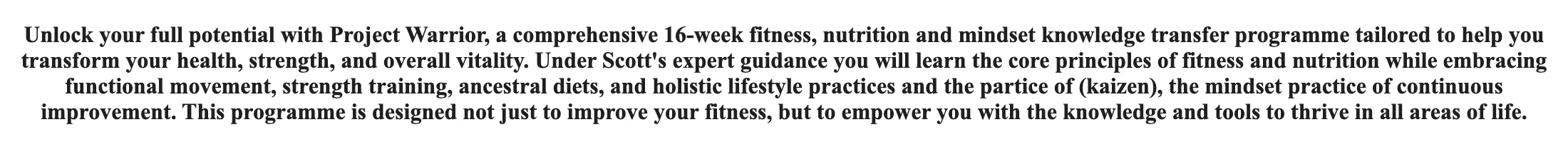 The apex paragraph describing Project Warrior, as served.